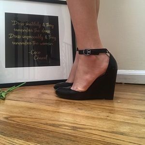 Tory Burch black wedge shoes